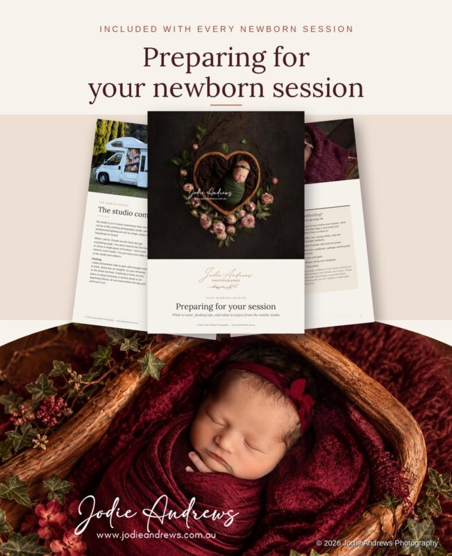 Preparing for your newborn session guide, included with every newborn session by Jodie Andrews Photography, mobile newborn photographer